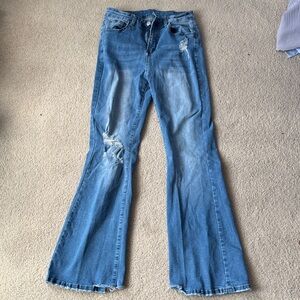 Women's Blue Distressed Jeans